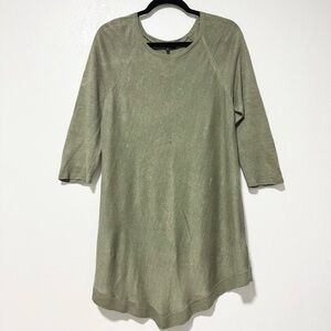 Lafayette 148 Tunic Dress Women Medium Green 100% Linen Asymmetric Travel Casual